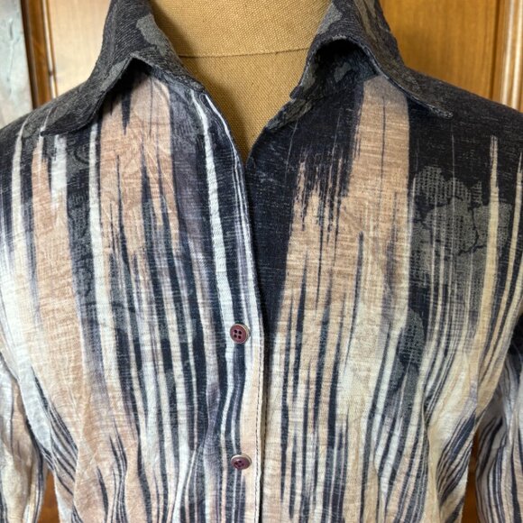 David Cline "LIQUID" Crushed 3/4 Sleeve Length Button Up Shirt - Picture 2 of 4